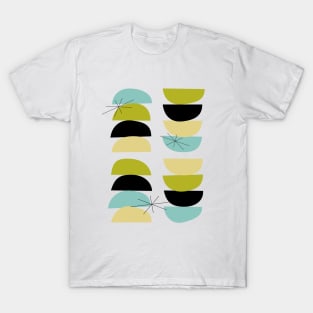 Turquoise Yellow Green Black Scandinavian Half Circles T-Shirt